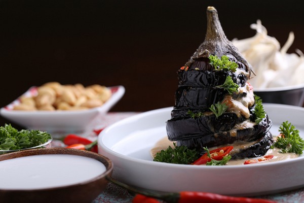Indonesian eggplant with peanut sauce
