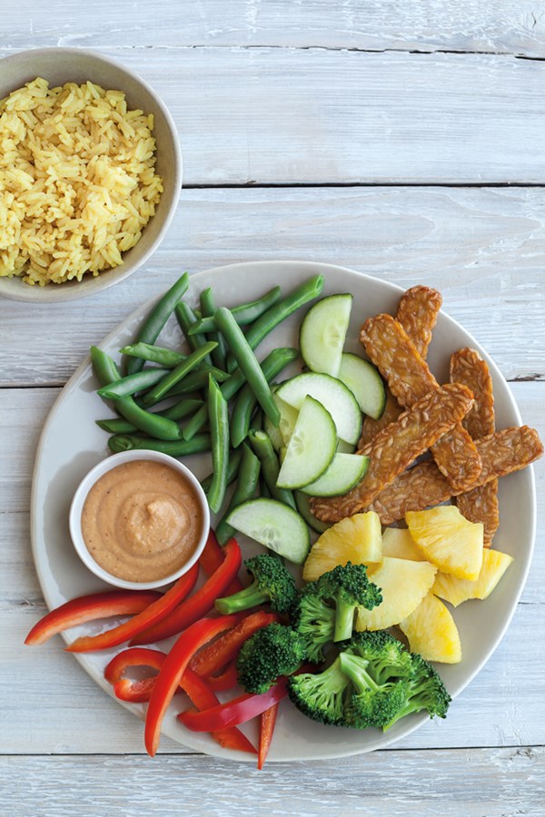 Indonesian-style vegetable salad with tempeh