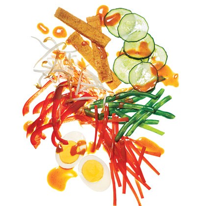 Indonesian vegetable salad with peanut dressing