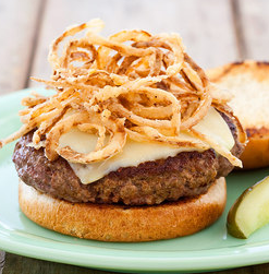 Indoor burgers with crispy onions