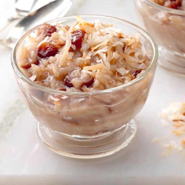 Indulgent coconut rice pudding