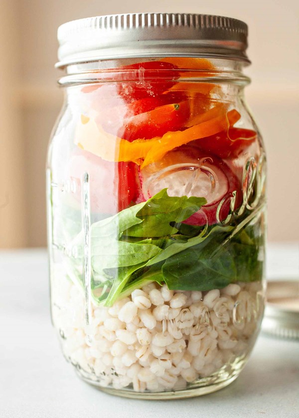 Instant Pot barley lunch jars