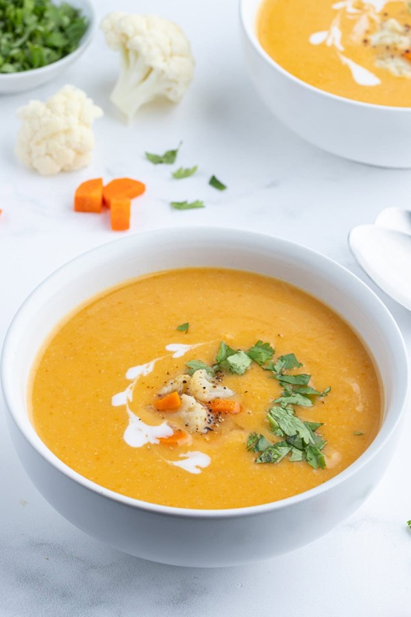 Instant Pot cauliflower and sweet potato soup