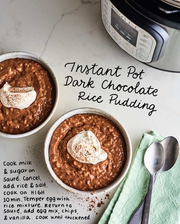 Instant Pot dark chocolate coconut rice pudding