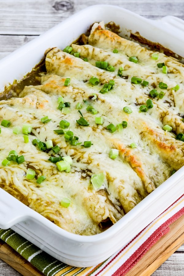 Instant Pot green chile pork enchiladas