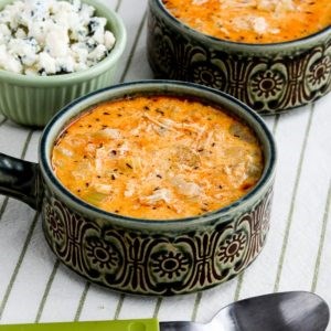 Instant Pot low-carb Buffalo chicken soup with crumbled blue cheese