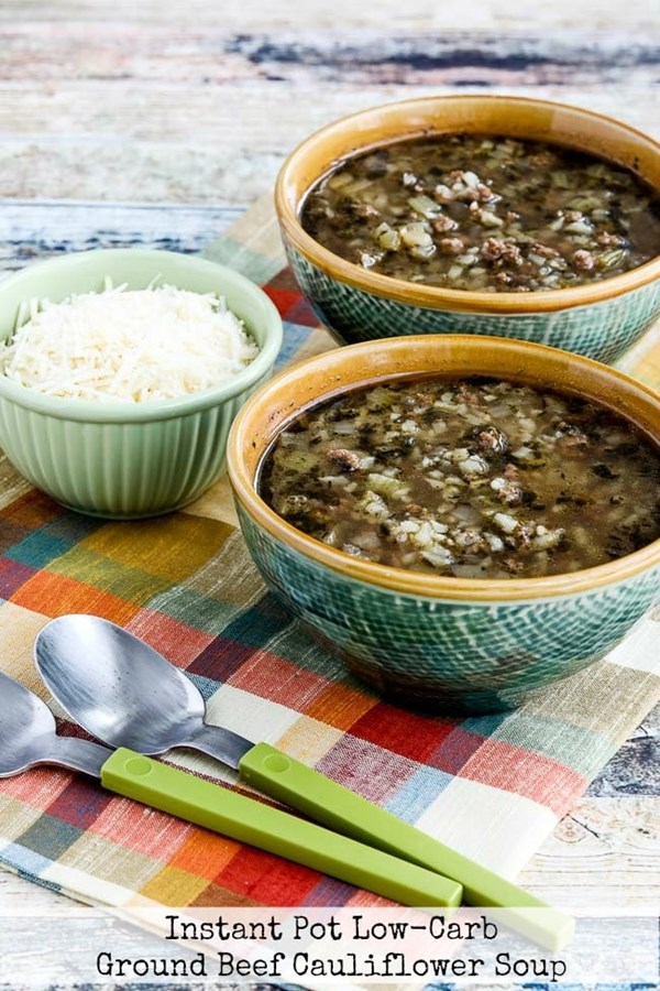 Instant Pot low-carb ground beef cauliflower soup