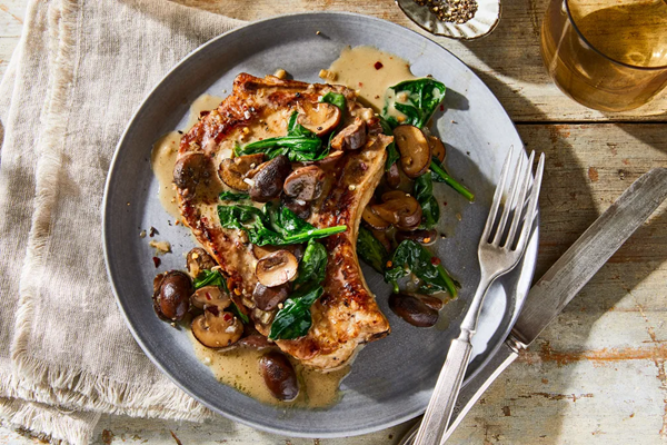 Instant Pot pork chops with mushrooms & Parmesan
