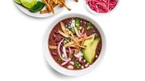 Instant Pot red bean and quinoa soup with taco fixins