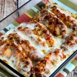 Instant Pot salsa chicken with lime and melted mozzarella cheese