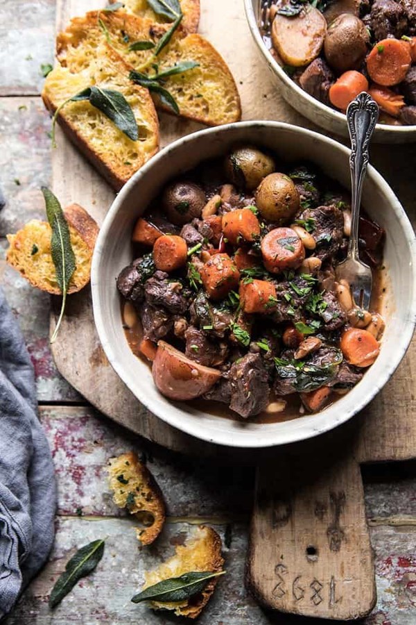 Instant Pot spicy white bean, beef, and potato stew