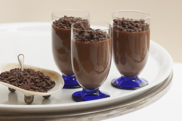 Intense chocolate custards with nibs