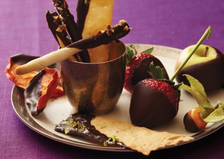 Intensely dark chocolate-dipped strawberries