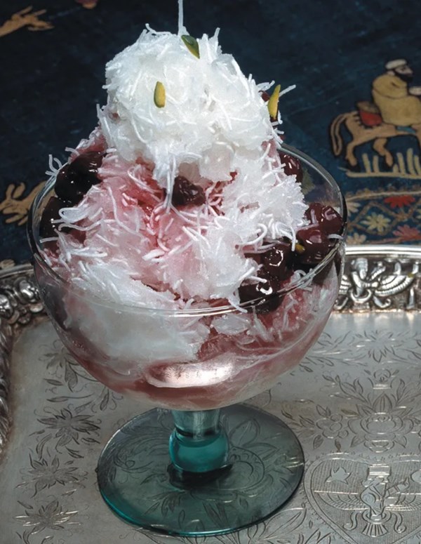 Iranian rice granita with sour cherries