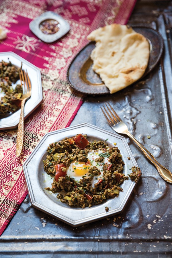 Iraqi eggs with lamb and tomatoes (Makhlama lahm)