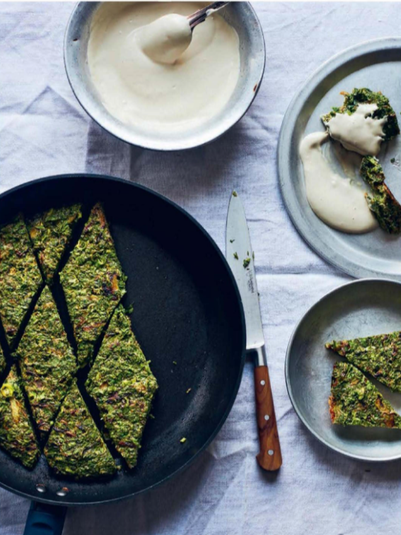 Iraqi green tortilla with lemon and tahini