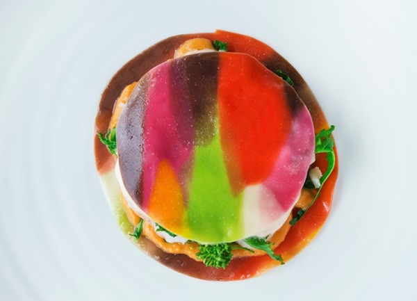 'Iris' - rainbow pasta with Italian fish stew
