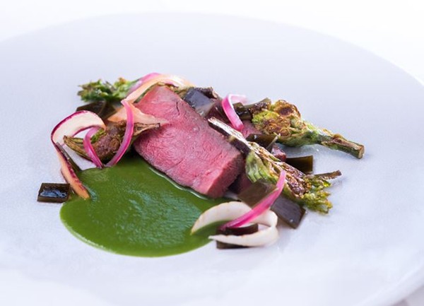 Irish beef striploin with alexanders and braised kombu