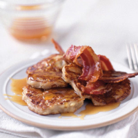 Irish boxty pancakes with streaky bacon and heather honey
