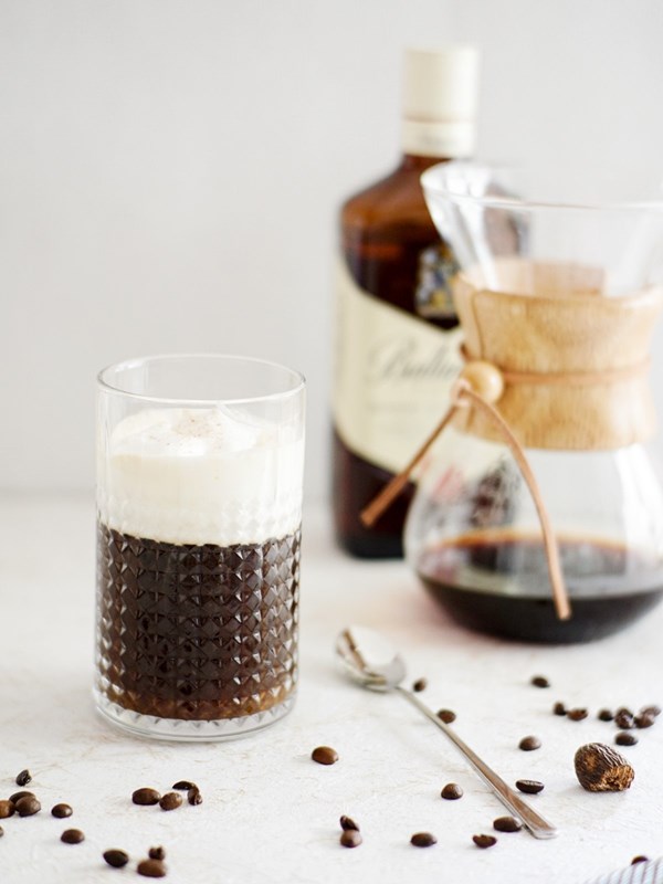 Irish coffee with whipped cream