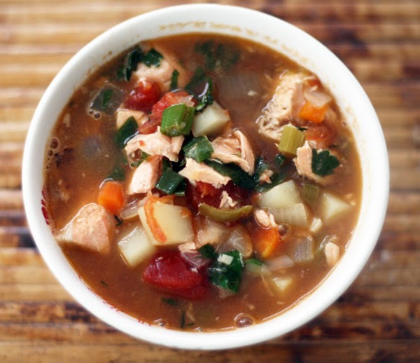 Island style salmon chowder