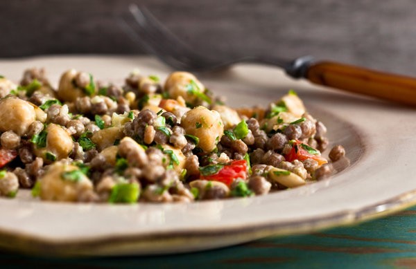 Israeli couscous and chickpea salad