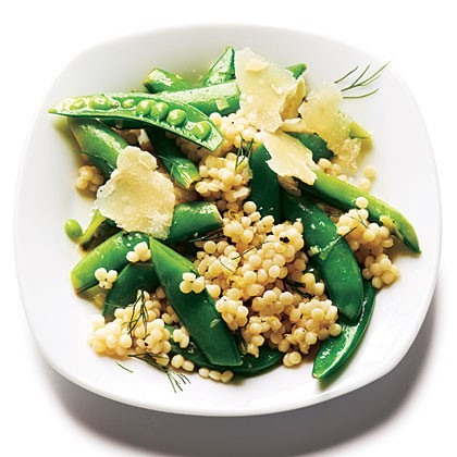Israeli couscous and dill snap peas