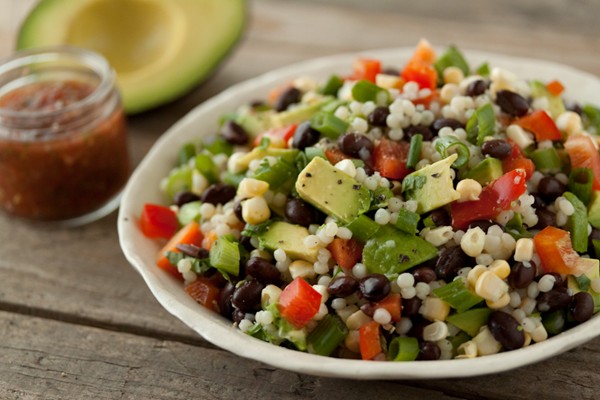 Israeli couscous taco salad with California avocados