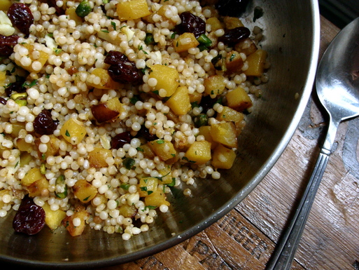 Israeli couscous with squash, dried cherries & pistachios
