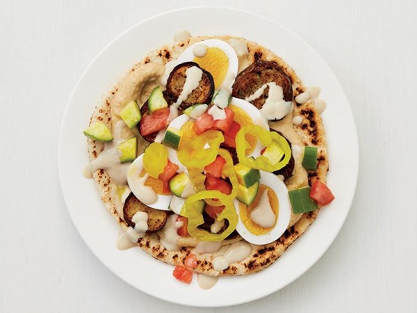 Israeli eggplant pitas 