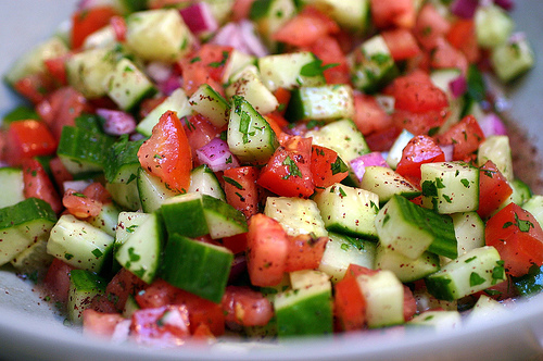 Israeli salad + pita chips