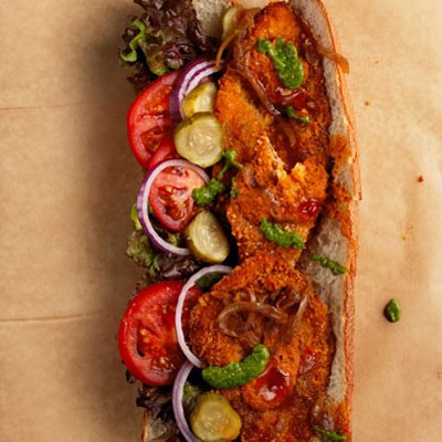 Israeli schnitzel sandwich 