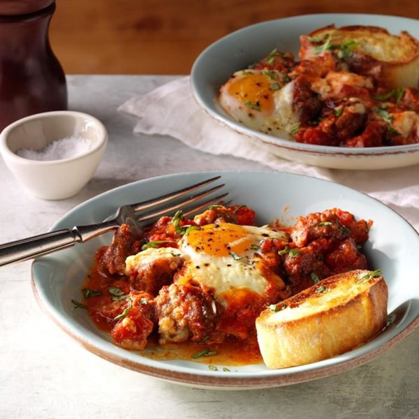 Italian baked eggs & sausage
