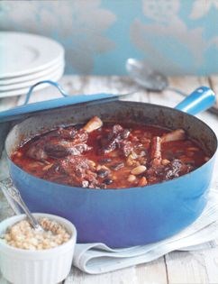 Italian braised lamb shanks with crispy Parmesan crumbs