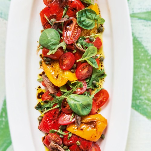 Italian cherry tomato and roasted capsicum salad