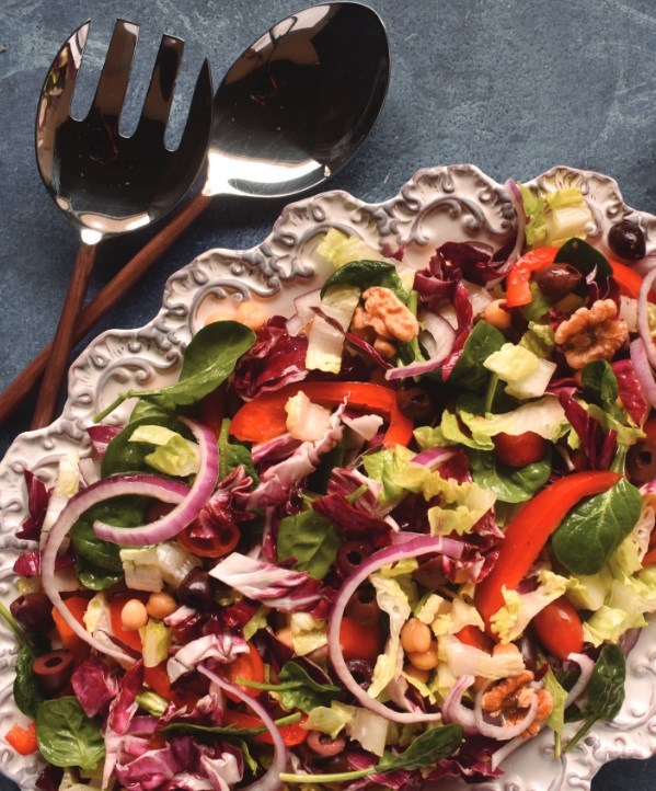 Italian-chopped salad with sun-dried tomato dressing