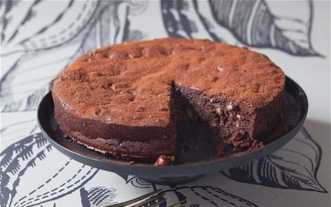 'Italian' Christmas chocolate cake with spices, fruit and nuts