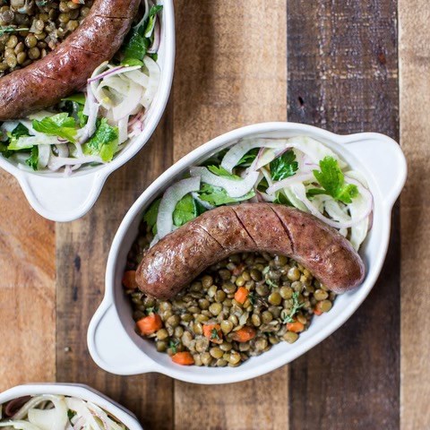 Italian cotechino with lentils