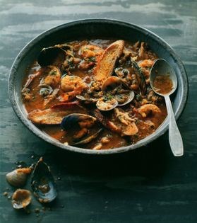 Italian fish cheek & shellfish soup