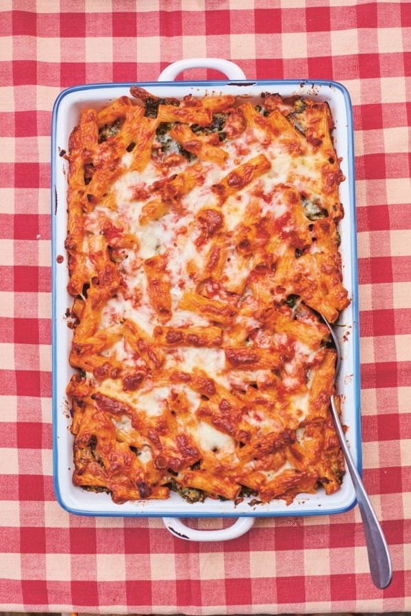 Italian flag baked pasta