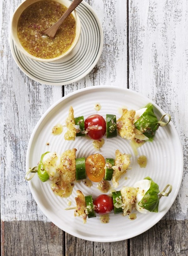 Italian panzanella salad skewers