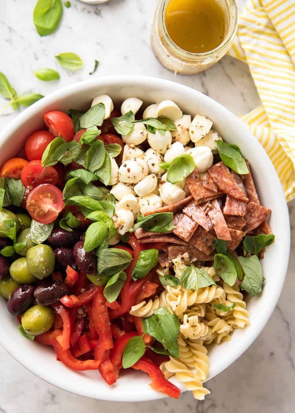 Italian pasta salad with homemade Italian dressing
