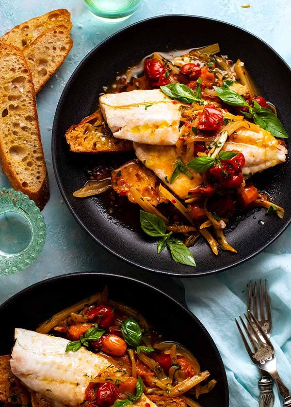 Italian poached fish (Acqua pazza)