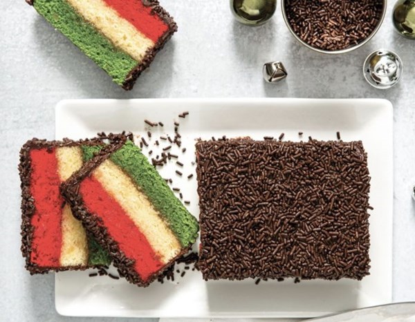 Italian rainbow cookie loaf cake