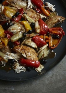 Italian roast chicken with peppers & olives