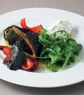 Italian roast vegetables with fresh herb cheese