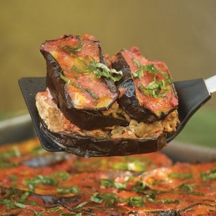 Italian sausage and eggplant strata