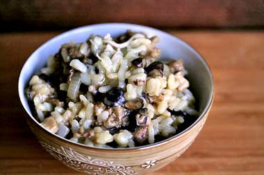 Italian sausage and mushroom risotto