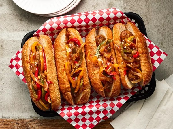 Italian sausage and peppers sandwich