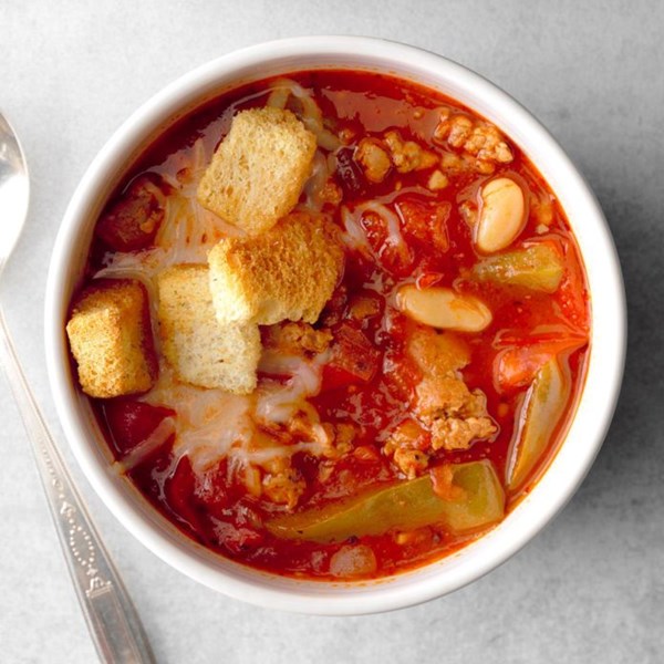 Italian sausage pizza soup